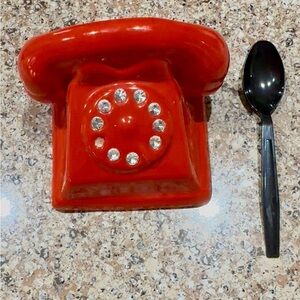 Decor - Vintsge Red Rotary Phone Decor. Spoon shown for size comparison